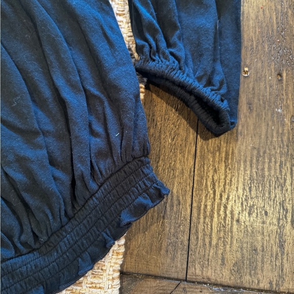 Free People NEW Boho Embroidered High Neck Lace Inset Billowy Sleeve Top M - Picture 6 of 7